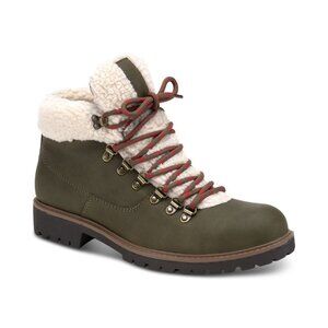 Sun + Stone Men's Glenn Faux-Leather Fleece-Trimmed Lace-up Boots, Created for M
